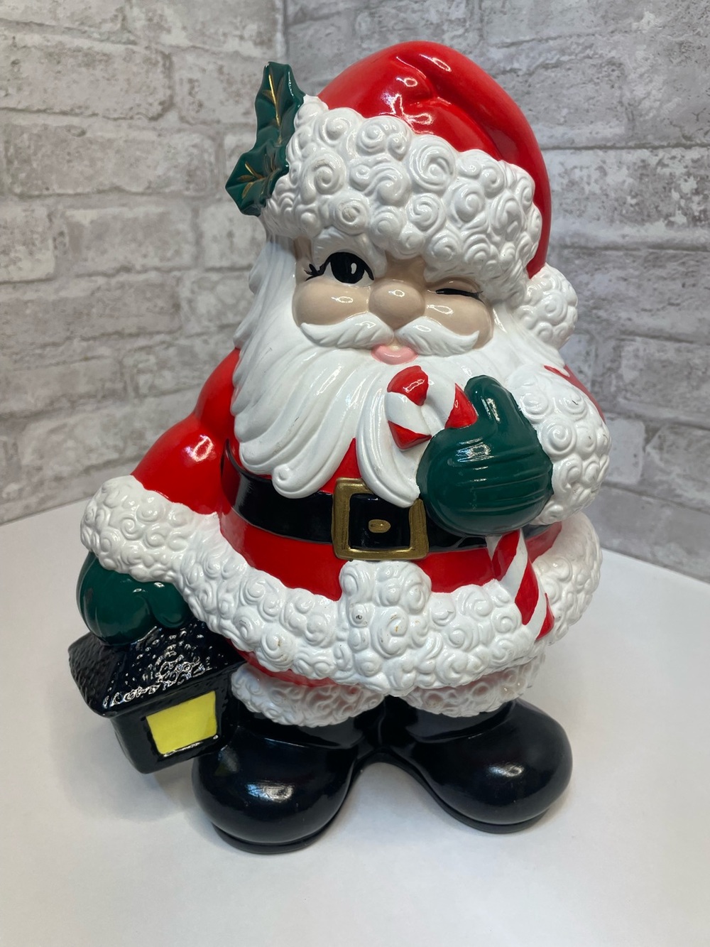 Vintage Santa Claus Figurine Statue Glenview Mold Ceramic Christmas Hand Painted